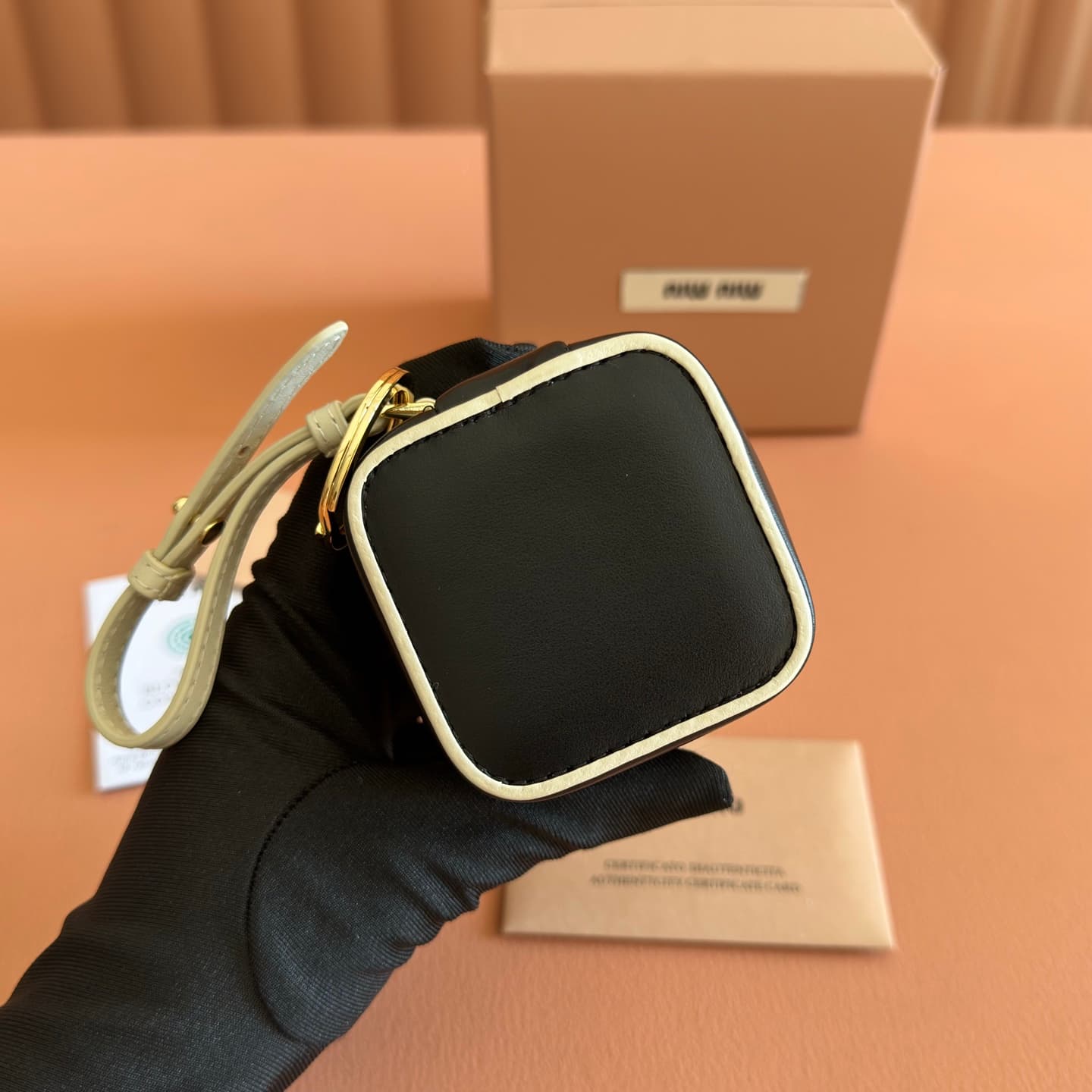 Miu Miu leather keyring pouch 5TL527 Black TOP