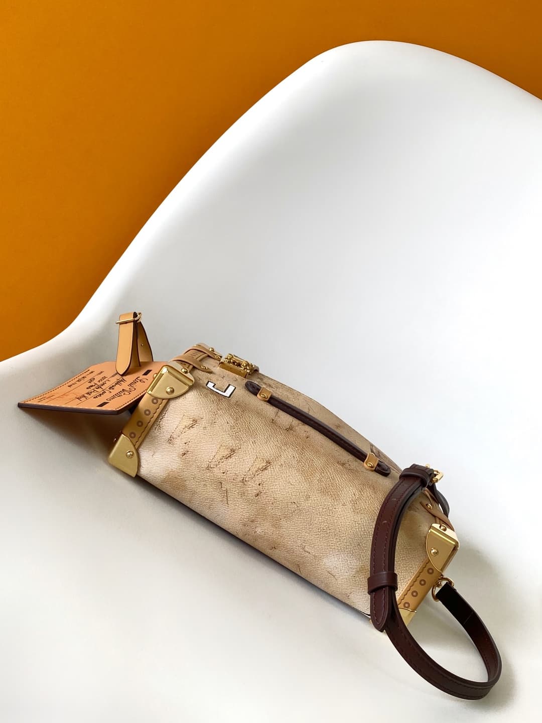 Louis Vuitton Side Trunk MM Beige Canvas and cowhide leather M12480 High