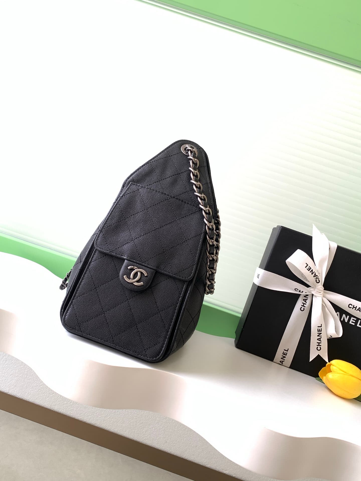 Chanel 25 Small Hobo handbag AS5293 Grained Calfskin &Silver-tone metal Black A