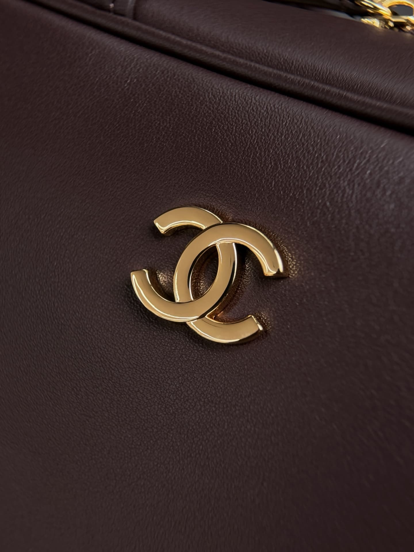 Chanel Large Bowling Bag Calfskin & Gold-Tone Metal Dark Brown AS6580 High