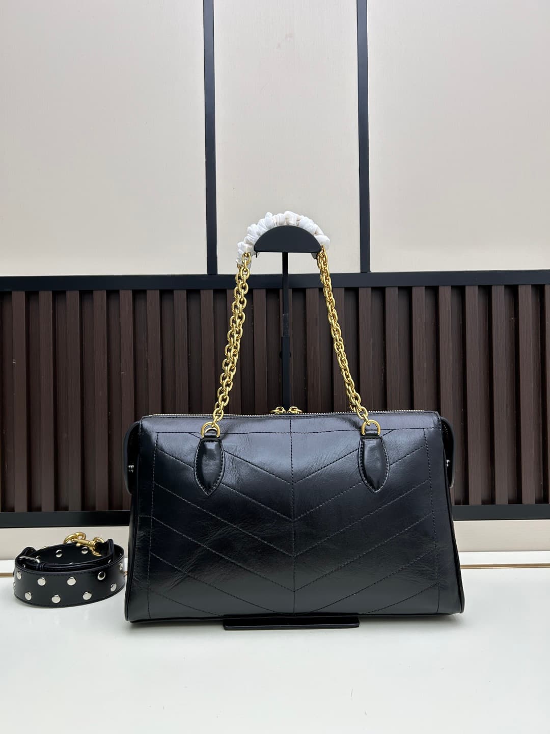 Valentino VLogo Garavani Panthea Shoulder Bag Black Leather Mid
