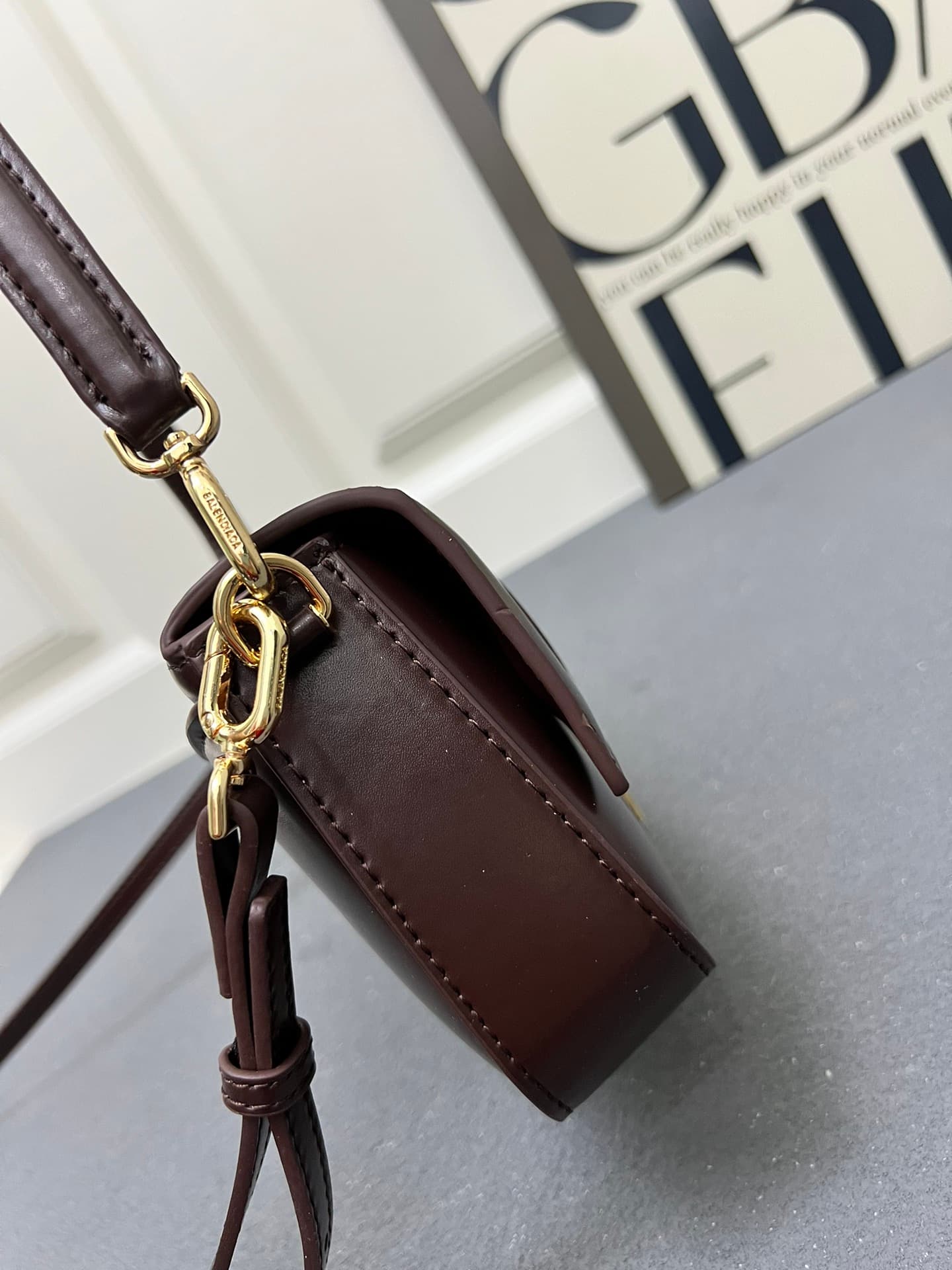 Balenciaga Hourglass sling bag dark brown High