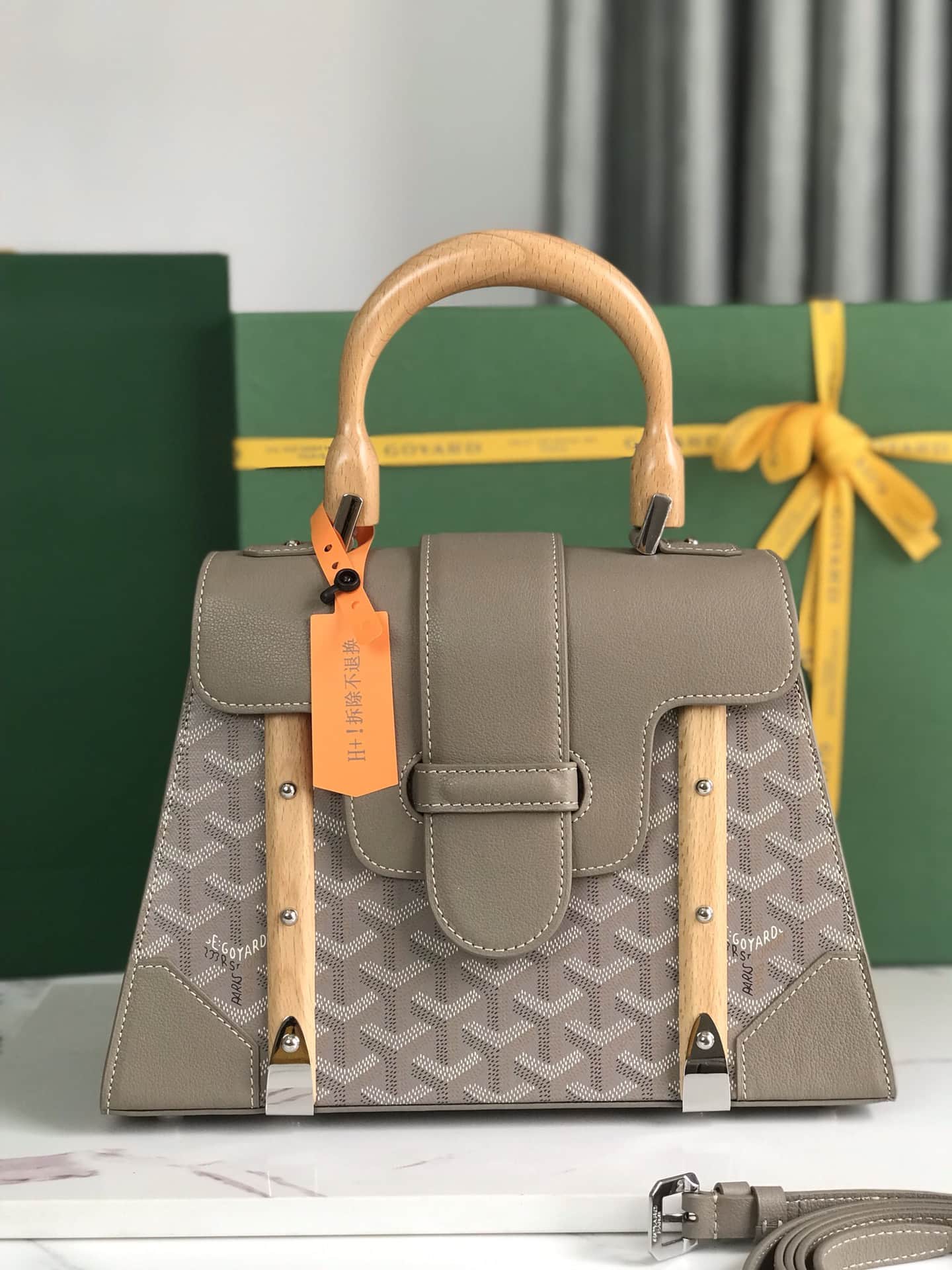 Saïgon PM Bag Goyardine Canvas & Clamecy Cowhide Grey High