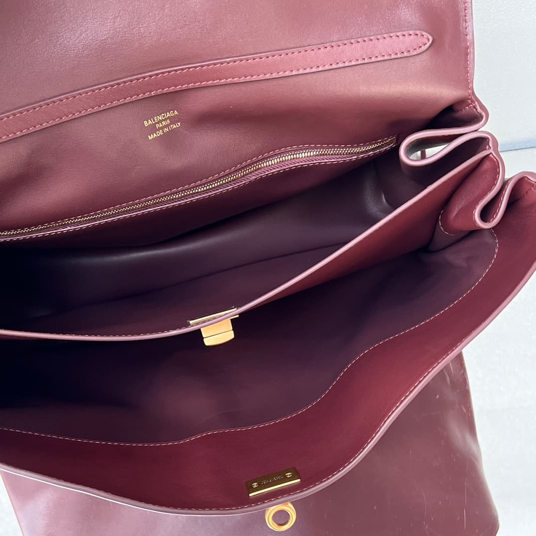 Balenciaga Rodeo Large Bag in Dark Burgundy Leather With Gold-Tone Metal TOP