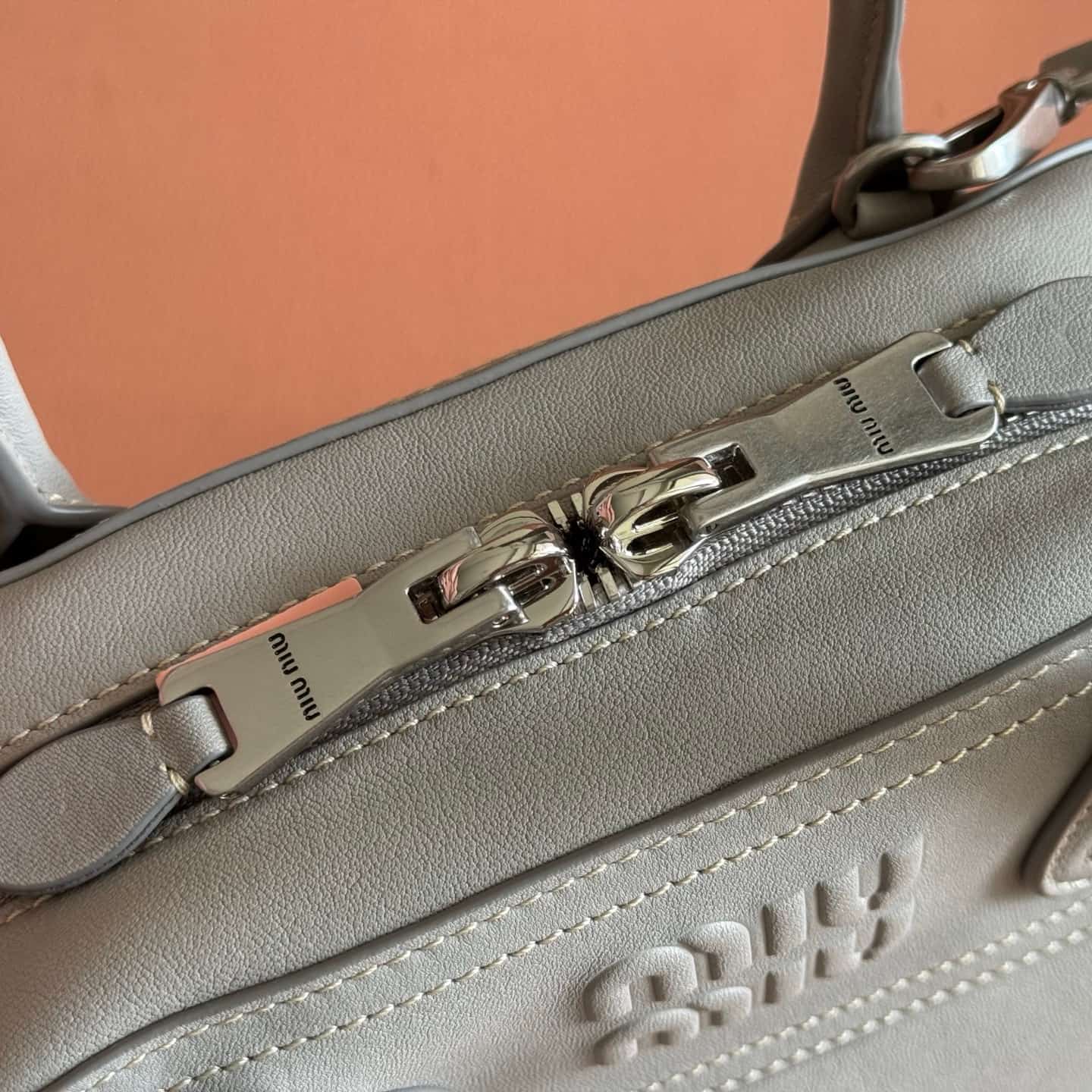 Miu Miu Vivant nappa leather bag Grey 5BB200 TOP
