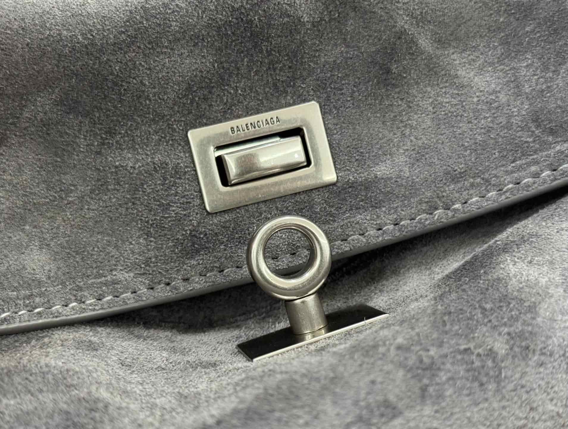 Balenciaga Rodeo Small Bag in Grey Waxed Suede Calfskin With Silver-Tone Metal TOP
