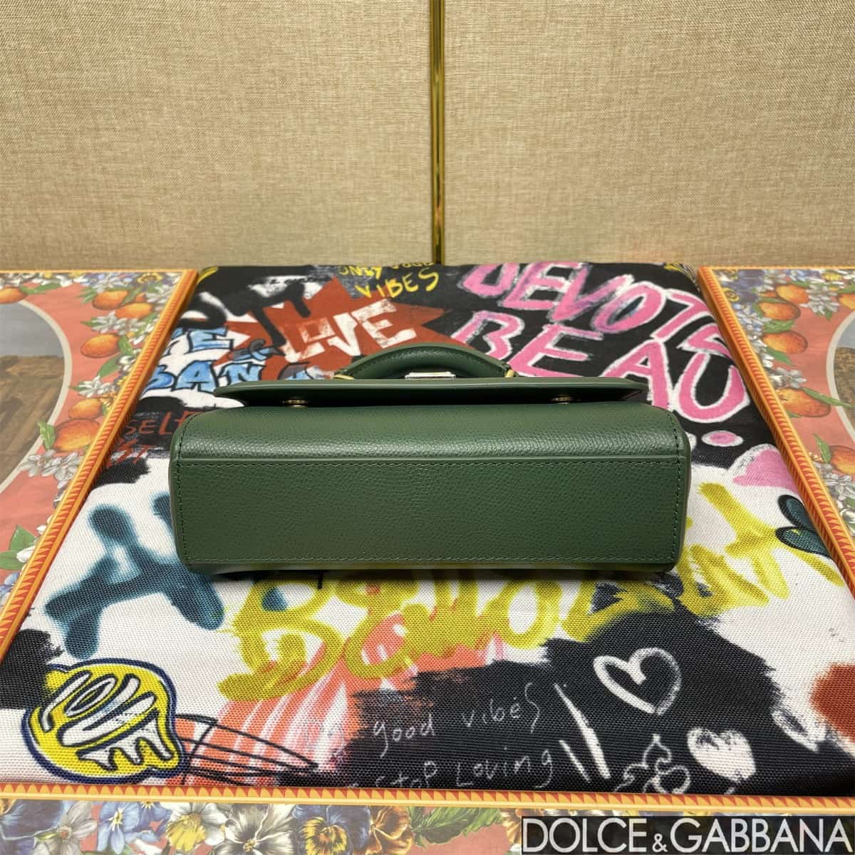 Dolce & Gabbana Miss Sicily top handle bag calfskin leather Green high
