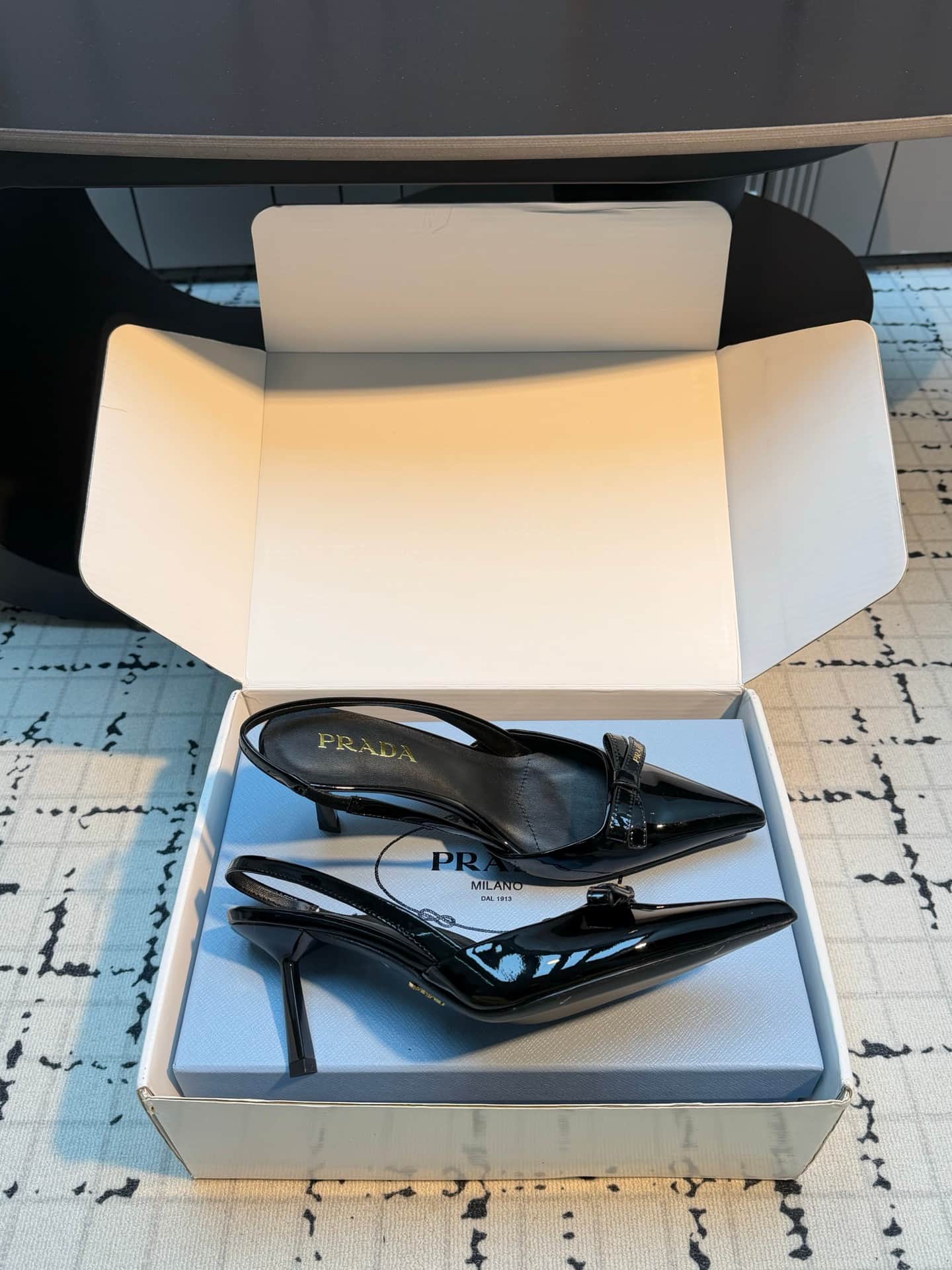 Prada Bow Pointed Toe Slingback Pumps Women