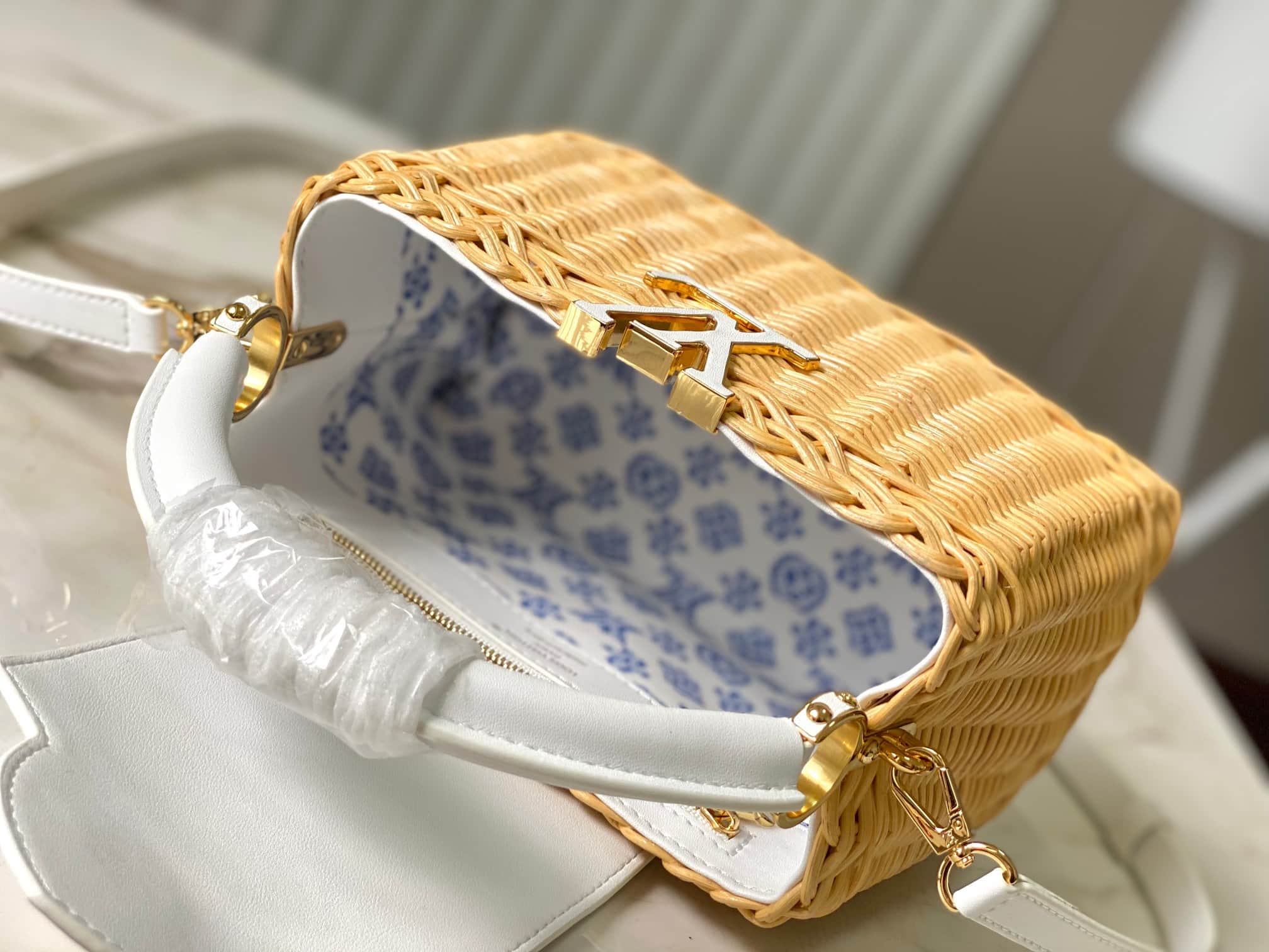 Louis Vuitton Capucines Mini Rattan and cowhide leather M26004 White Top