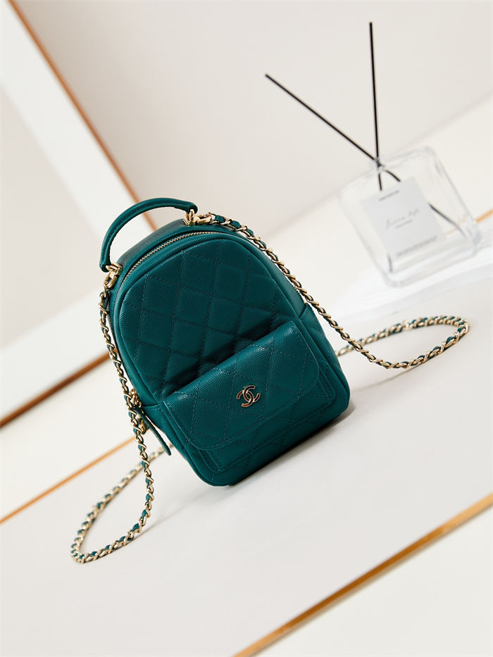 Chanel Mini Backpack Grained Calfskin Gold-Tone Metal AP3753 Olive A