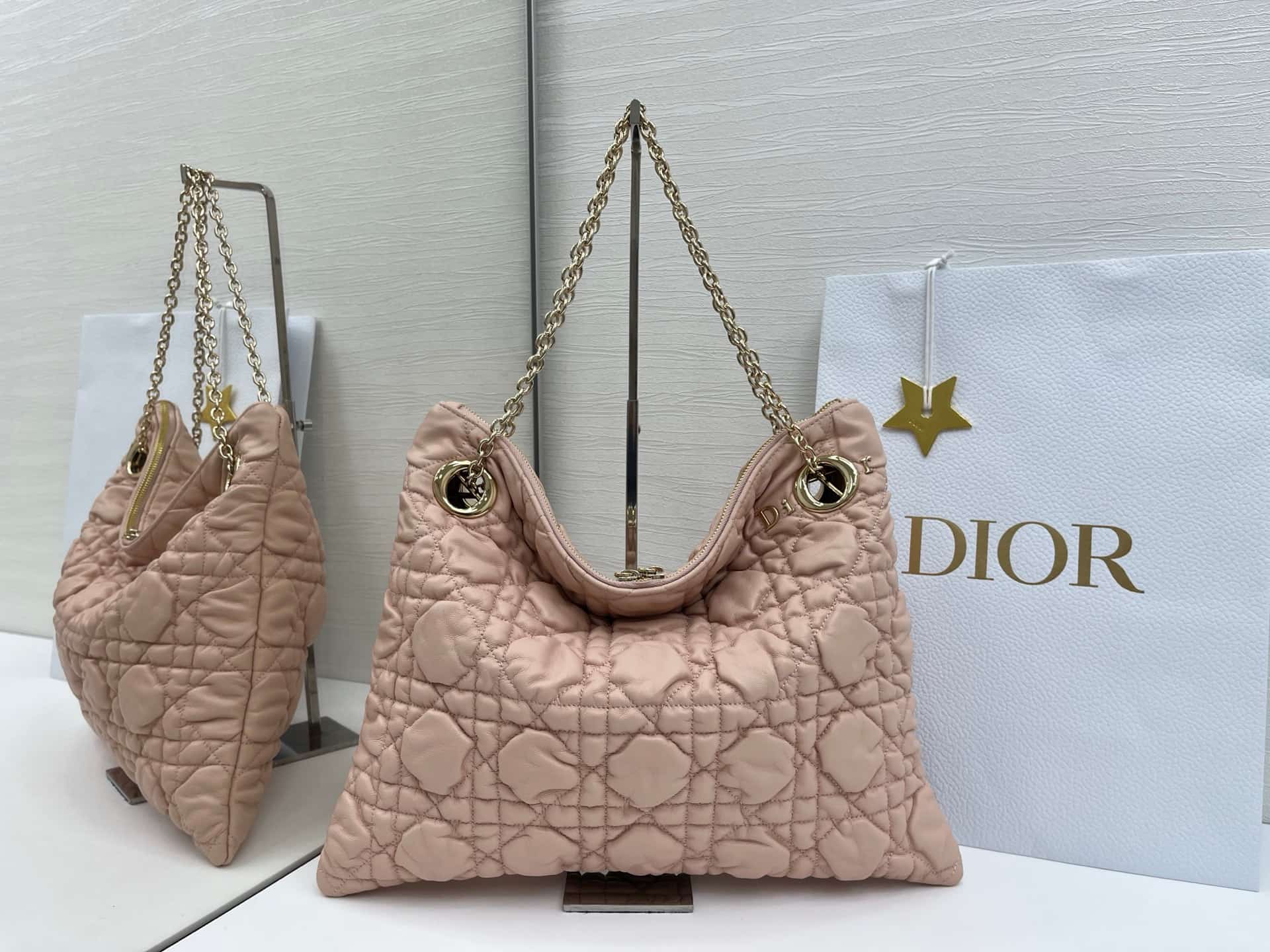 Medium Dior Crunchy Bag Pink Puffy Macrocannage Calfskin High