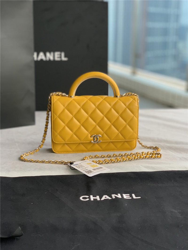 Chanel Wallet on Chain With Handle AP2844 Lambskin & Gold-Tone Metal Yellow A
