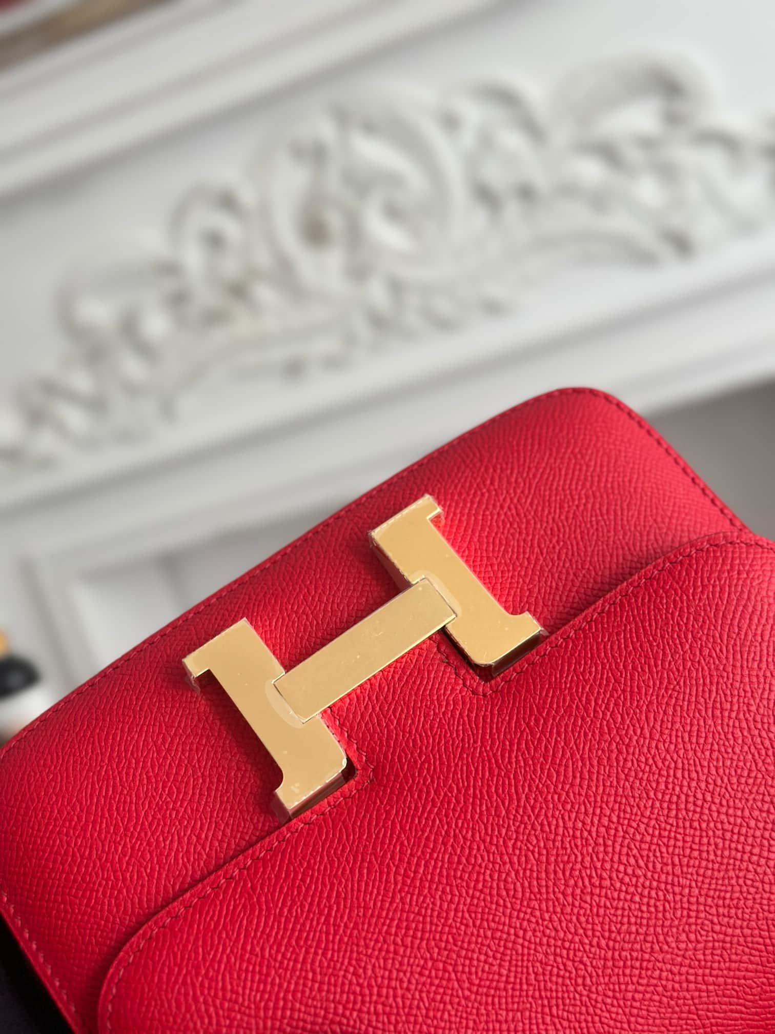 Hermes Mini Constance 18cm Epsom Bag WAX Rouge Casaque High