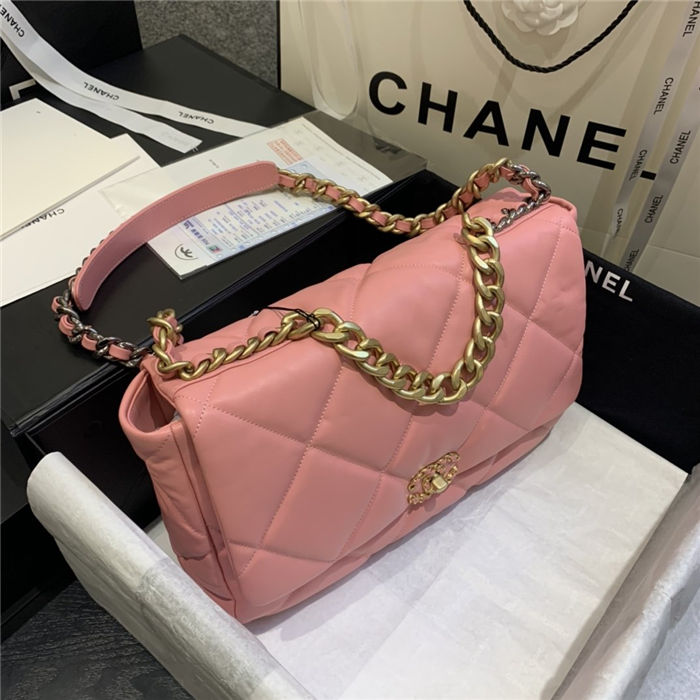 Maxi Chanel 19 Flap Bag Lambskin Pink High