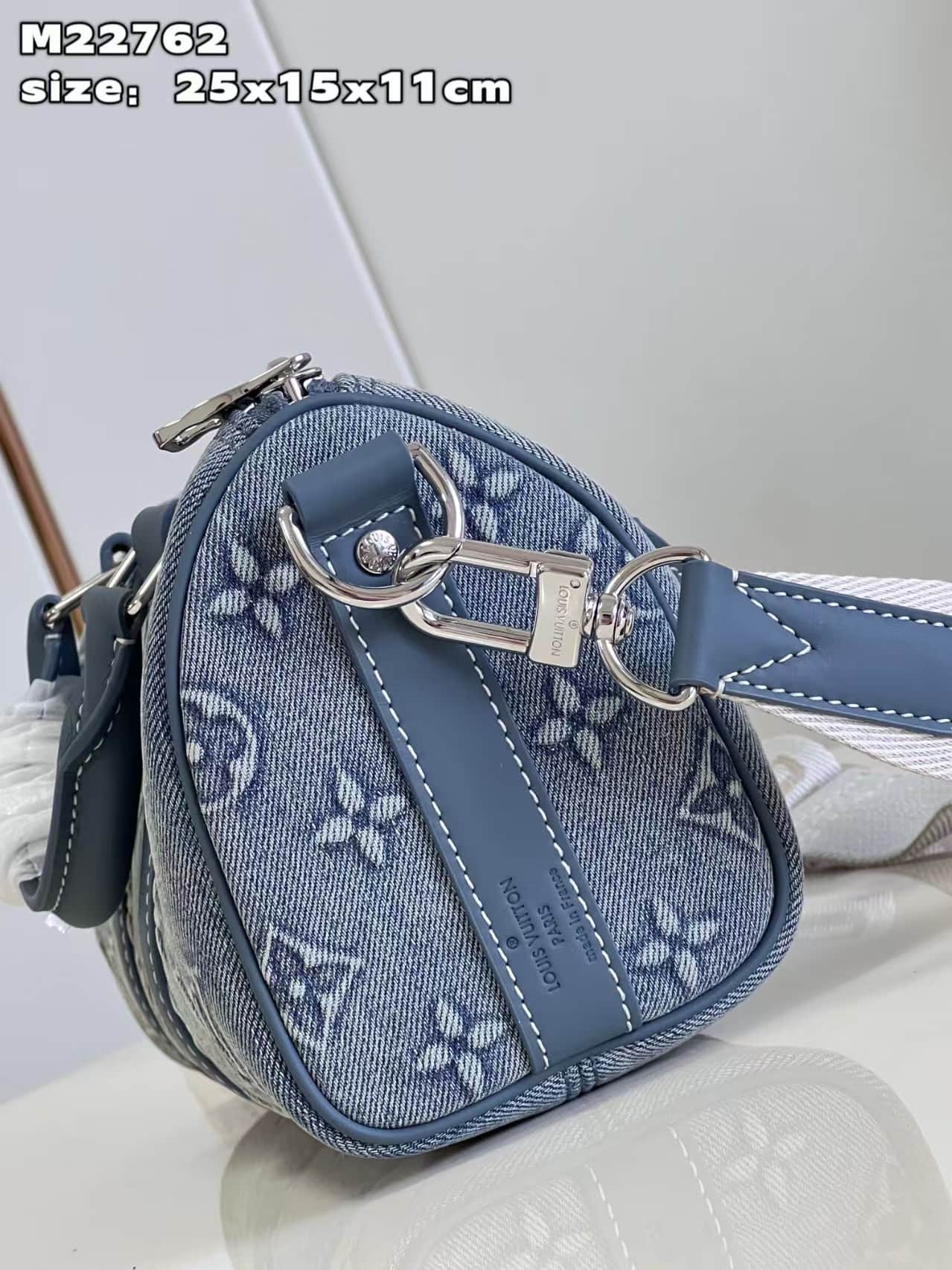 Louis Vuitton Keepall Bandoulière 25 Blue Monogram Washed Denim M22762 High