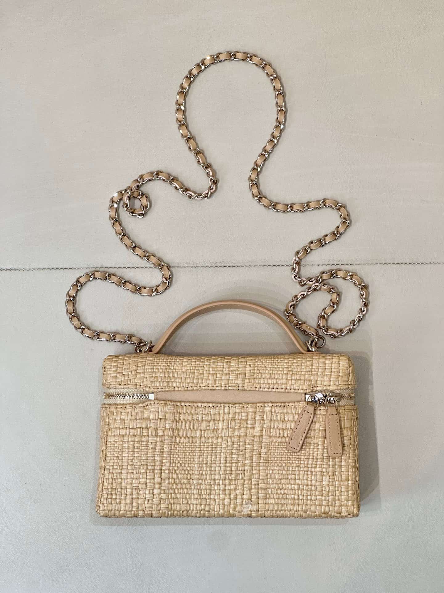 Chanel Classic Vanity with Chain Braided Raffia & Gold-Tone Metal Beige AP4385 TOP