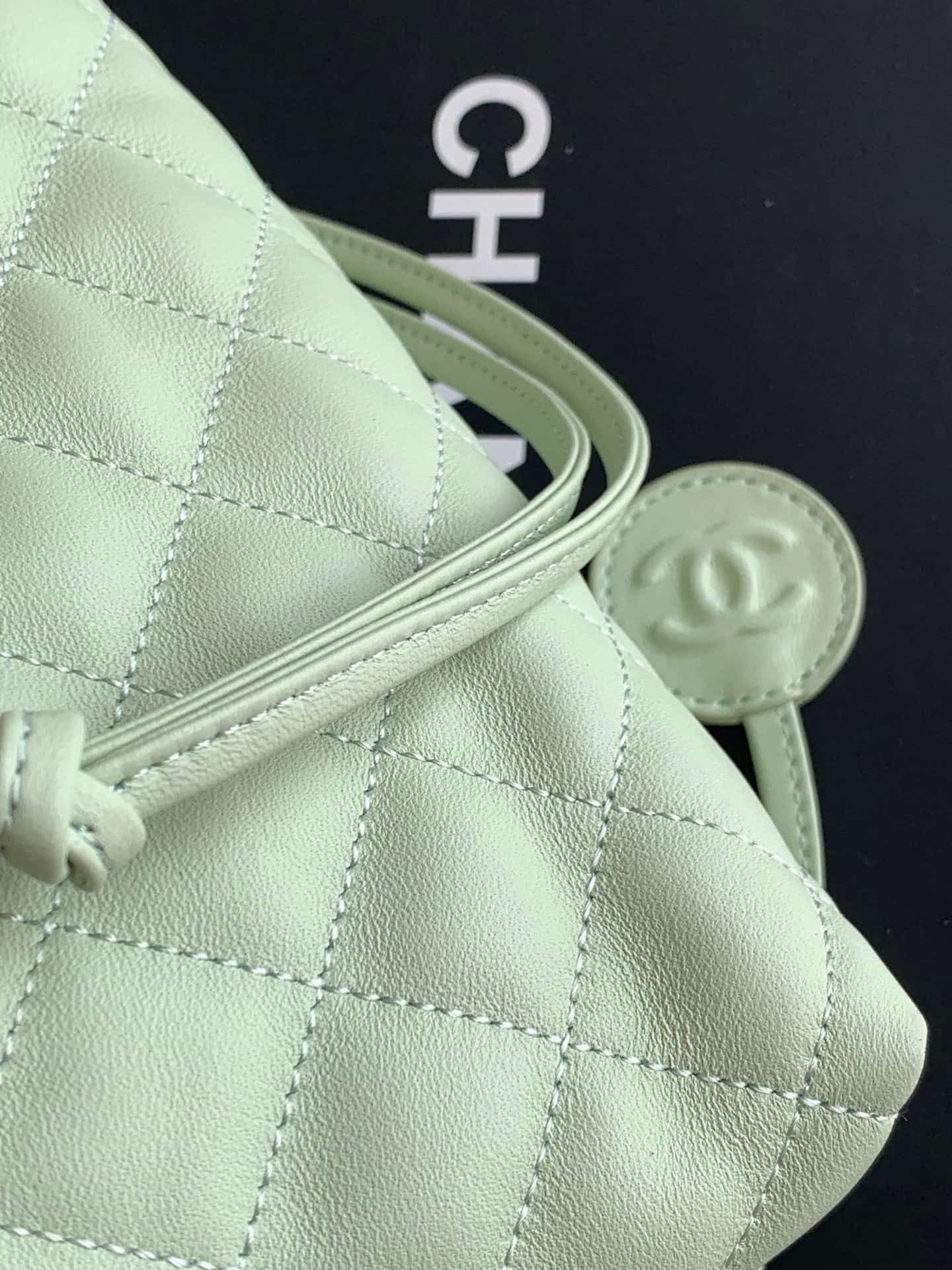 Chanel Clutch with Leather Strap Quilted Leather & Gold-tone Metal AP5227 Light Green A