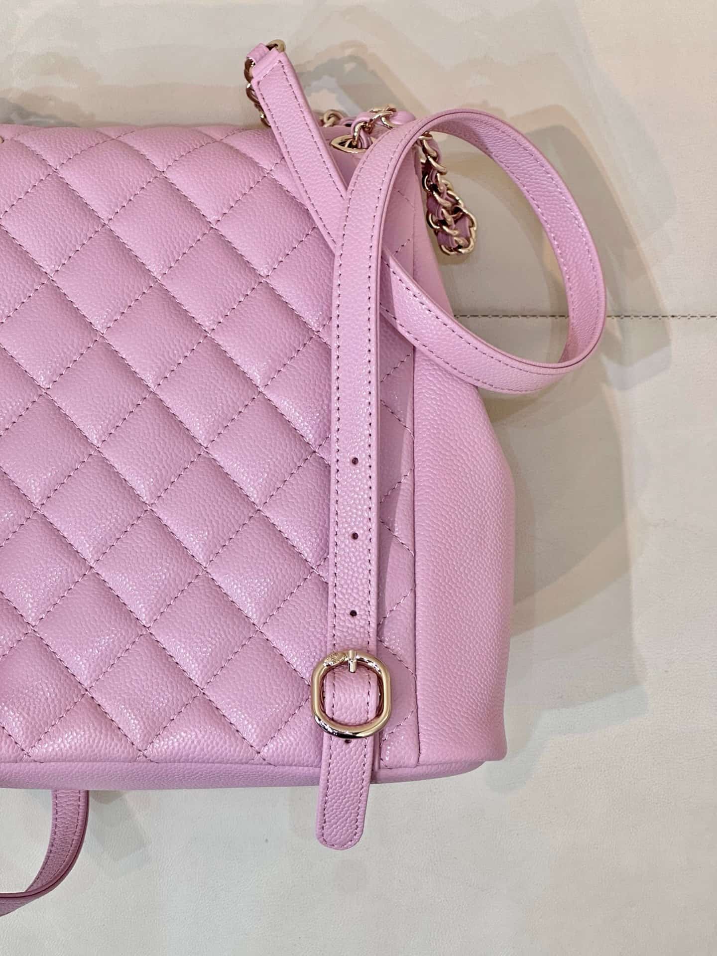 Chanel BACKPACK AS3860 Grained Shiny Calfskin & Gold-Tone Metal Pink TOP