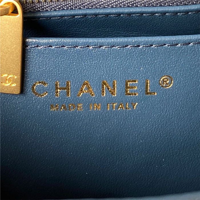Chanel SUPERMINI FLAP BAG AS4040 Lambskin & Gold-Tone Metal Blue-Navy A
