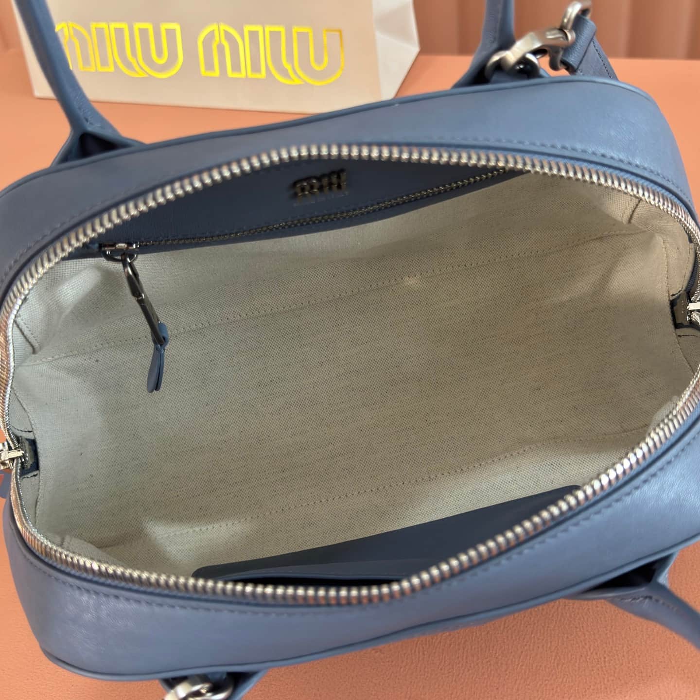 Miu Miu Vivant nappa leather bag Dark Blue 5bb199 TOP