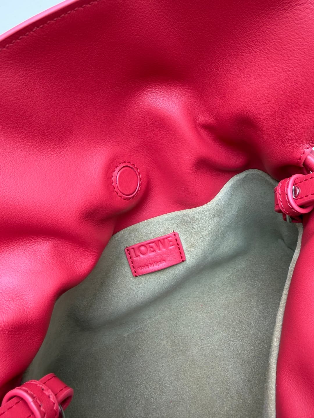 Loewe Small Flamenco Ruched Clutch Bag in Red Leather High