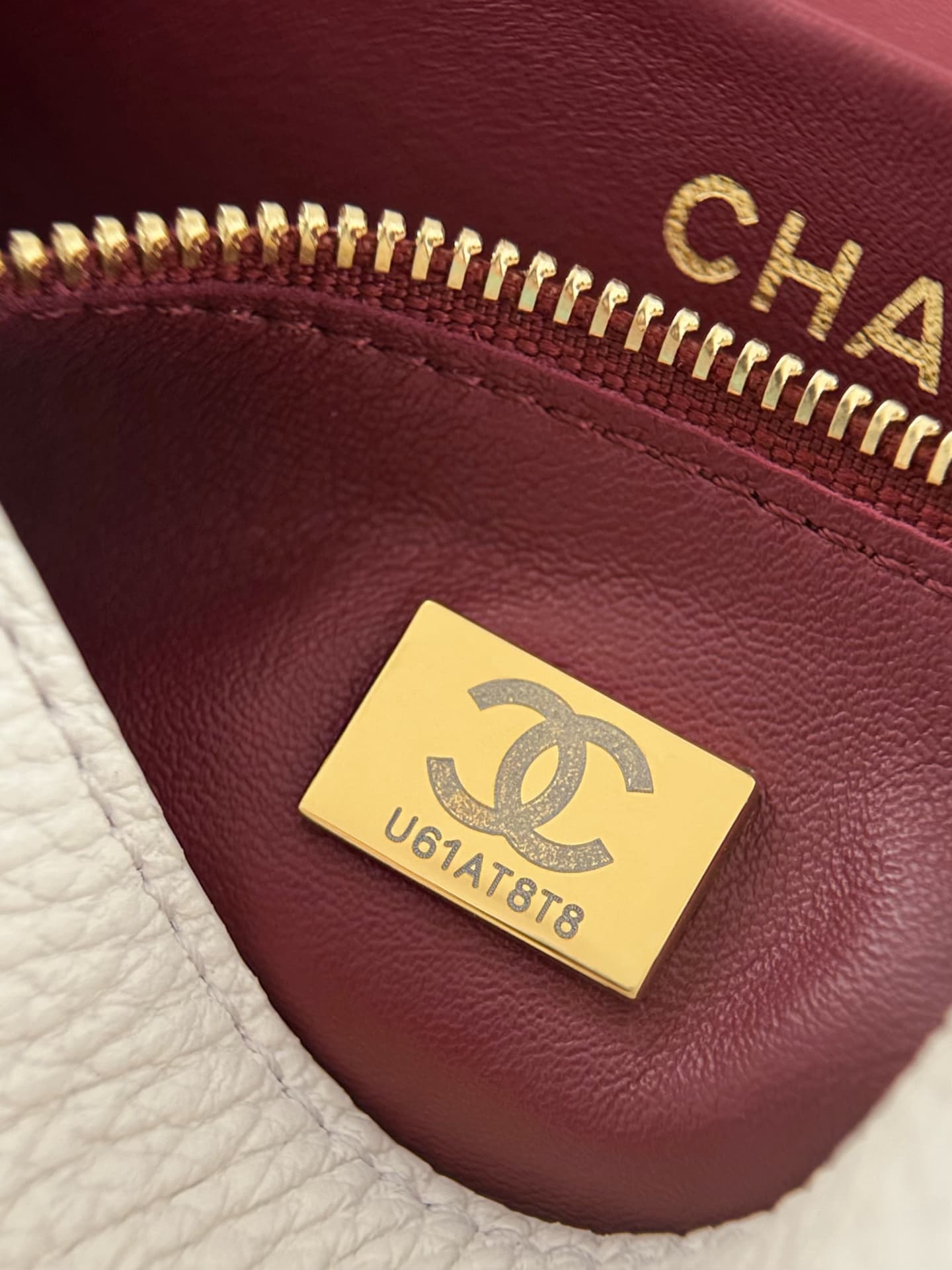 CHANEL Mini flap bag Grained Calfskin&Gold-tone metal White AS6573 A