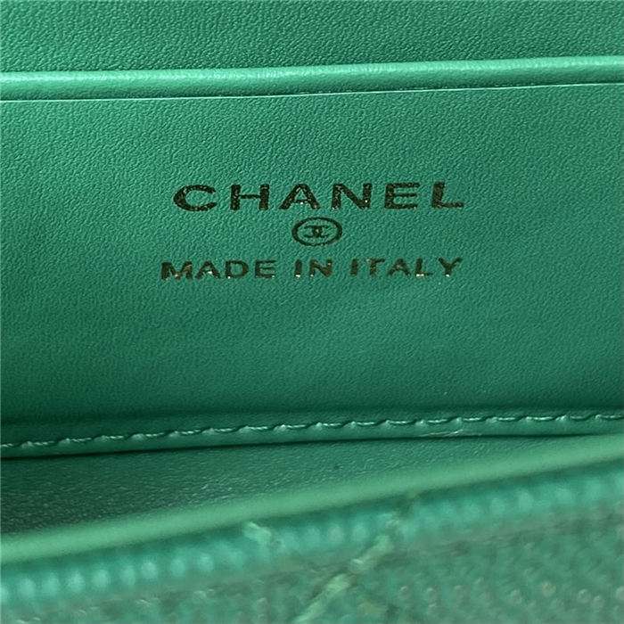 Chanel CLUTCH WITH CHAIN AP3238 Grained Shiny Calfskin & Gold-Tone Metal Green A