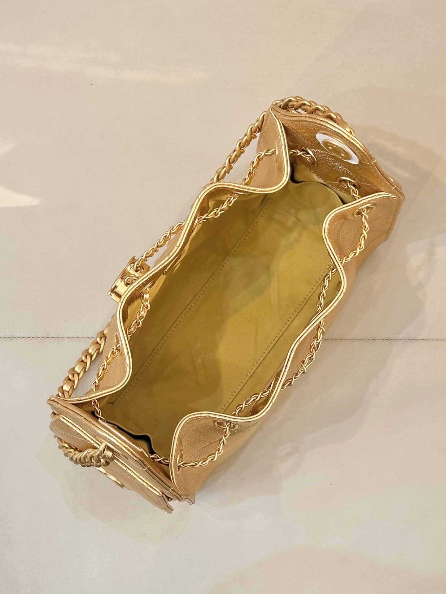 CHANEL 25 Mini Handbag AS5631 Grained Calfskin & Gold-tone Metal Gold TOP