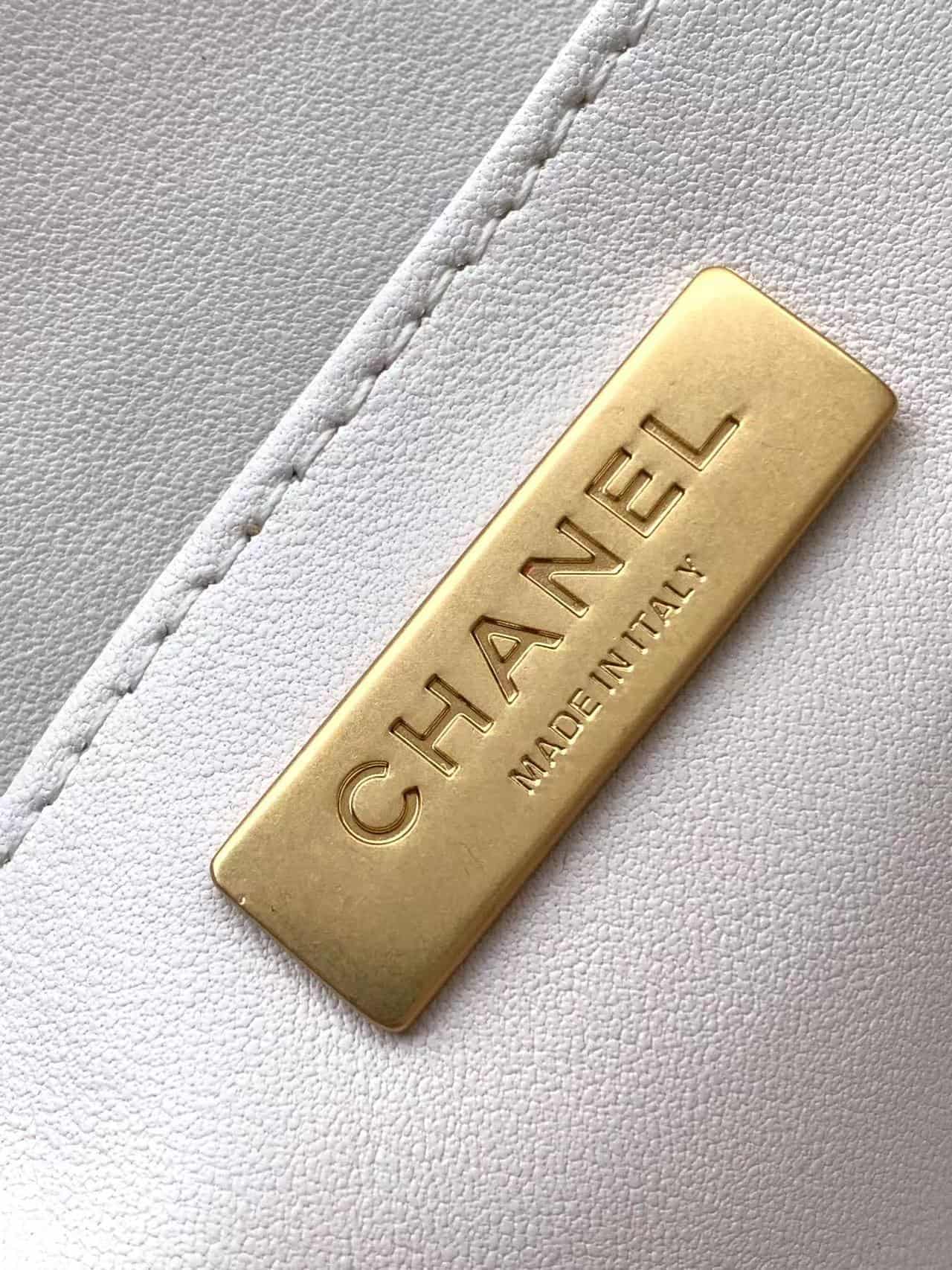 FLAP BAG WITH TOP HANDLE Lambskin Gold-Metal AS5356 White A