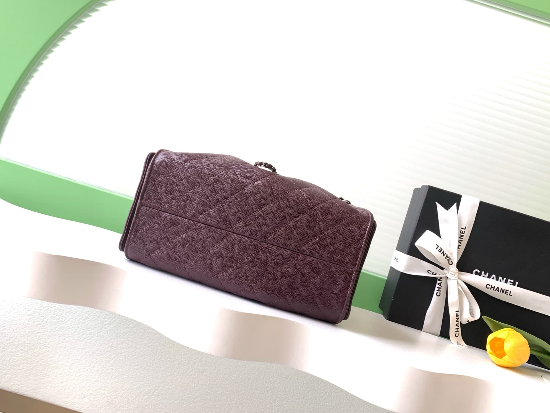 Chanel 25 Small Hobo handbag AS5293 Grained Calfskin &Silver-Tone Metal Drak Brown A