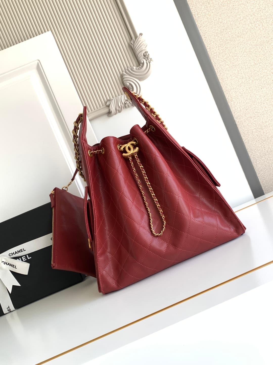 Chanel 25 Medium Hobo Medium handbag AS5311 Grained Calfskin & Gold-tone Metal Burgundy A