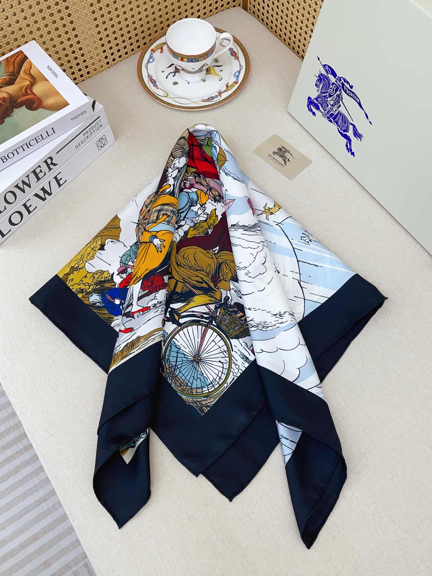 Burberry Raining Cats and Dogs silk scarf
