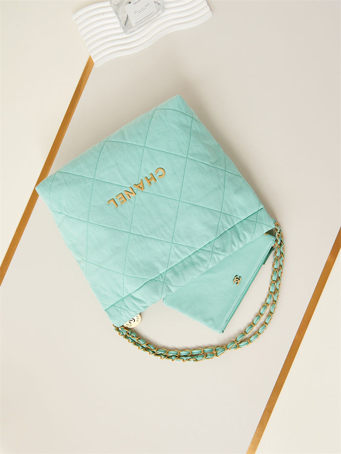 Chanel 22 SMALL HANDBAG Canvas & Gold-Tone Metal AS3260 Green A