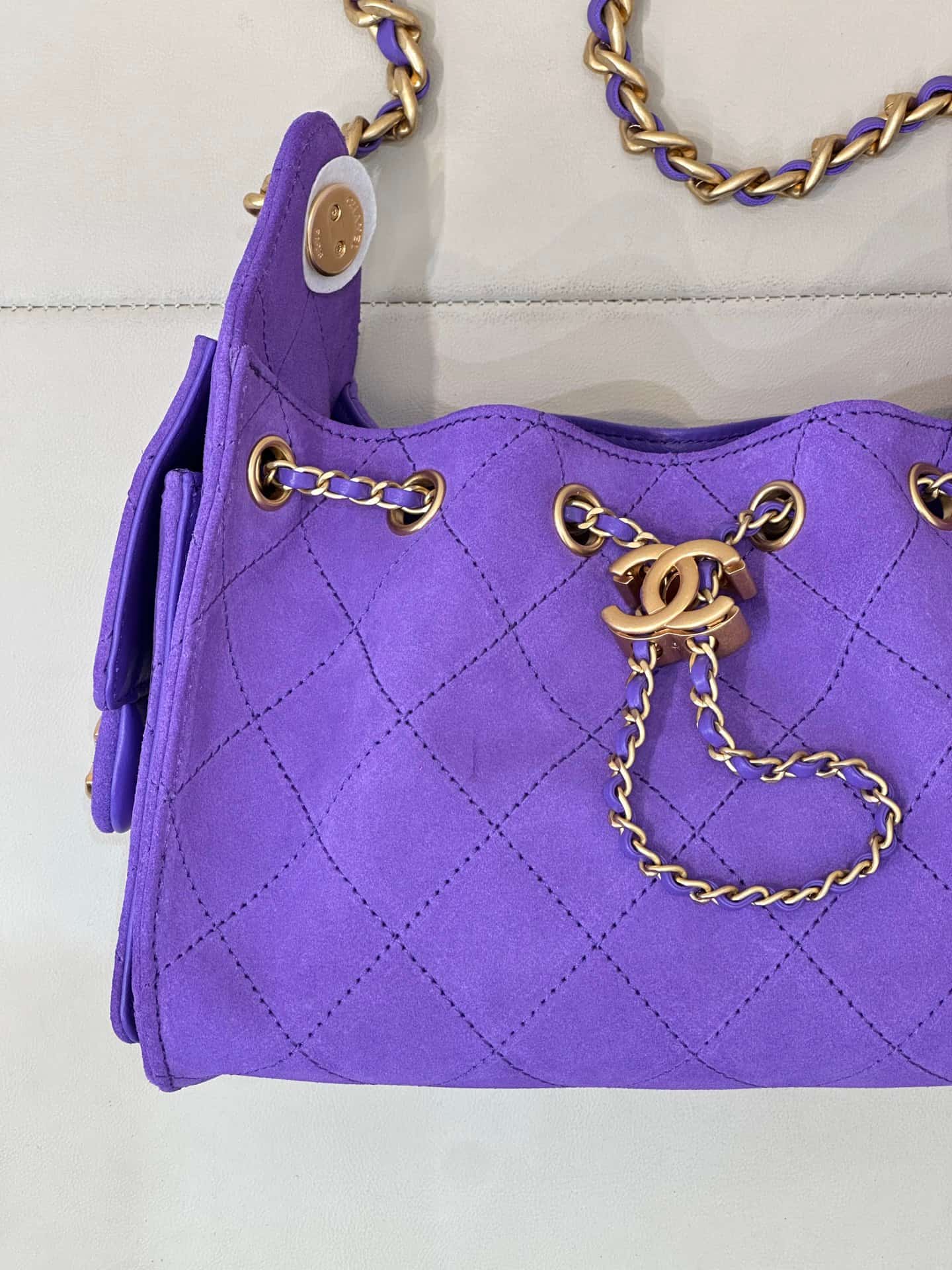 CHANEL 25 Mini Handbag AS5631 Suede &Gold-tone Metal Purple TOP