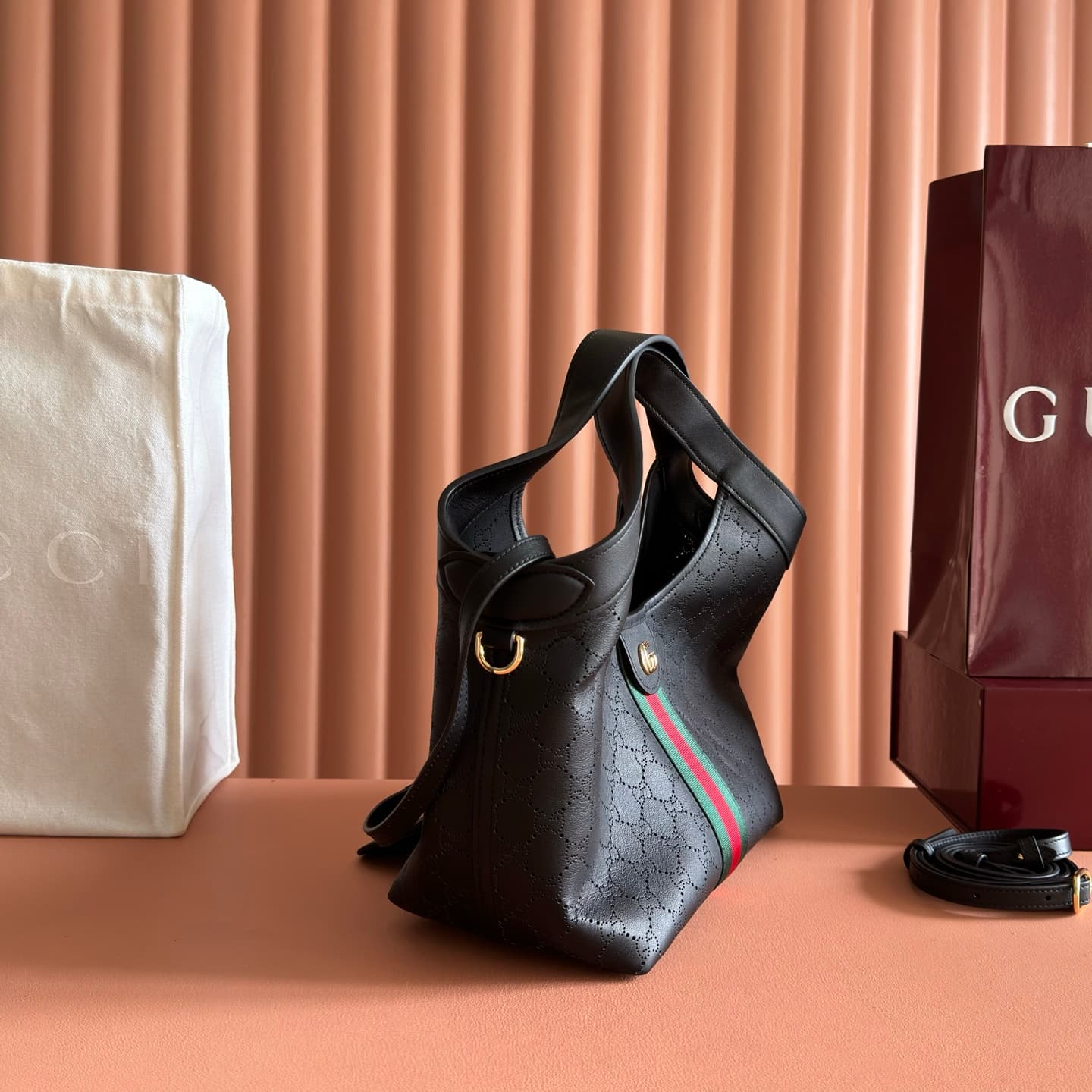 Gucci Giglio small tote bag black GG leather 860845 High