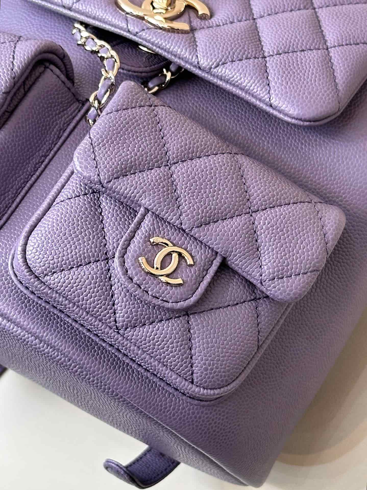 Chanel BACKPACK AS3860 Grained Shiny Calfskin & Gold-Tone Metal Purple TOP