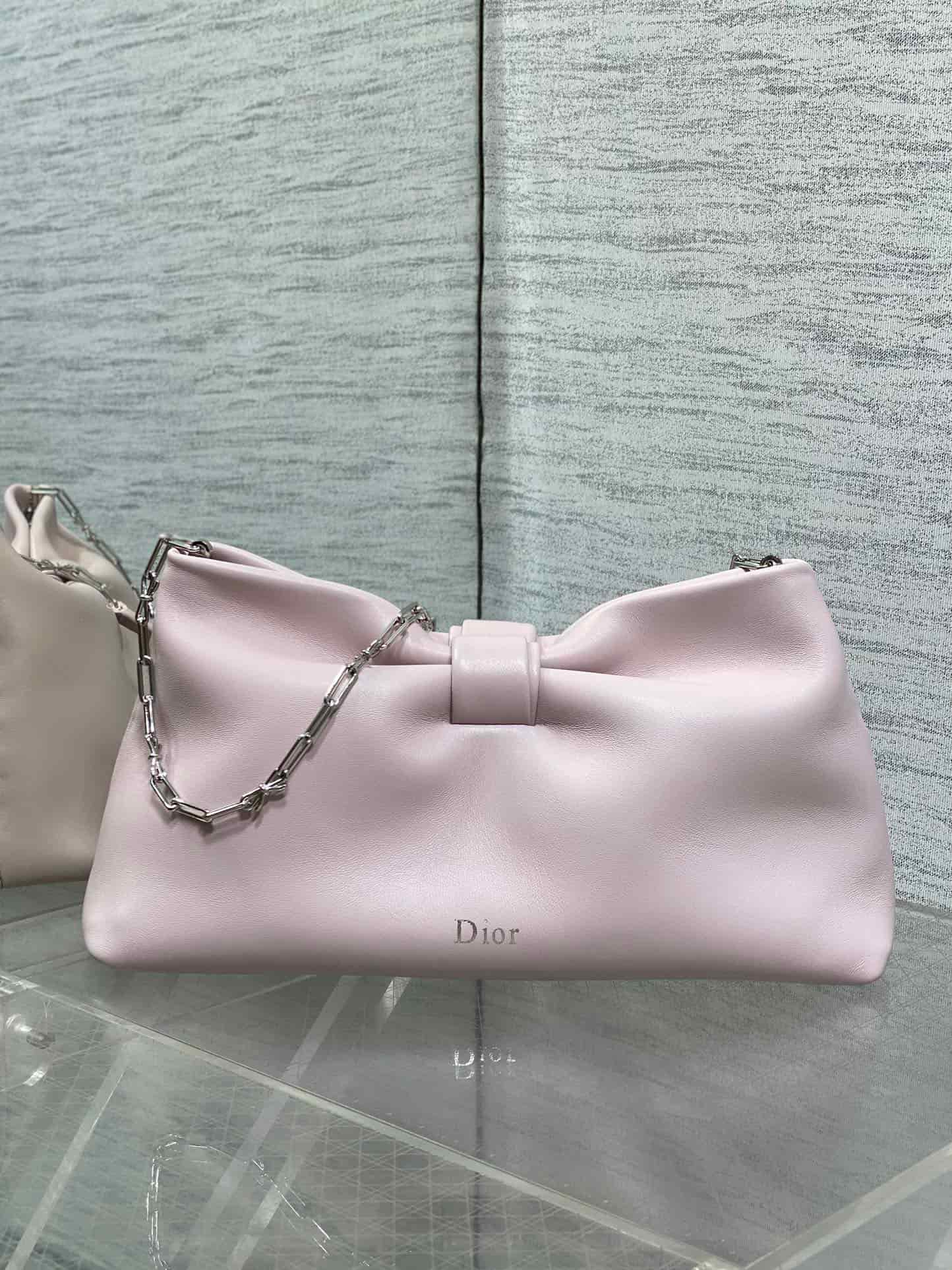 Medium Dior Bow Bag Rose Songe Leather High