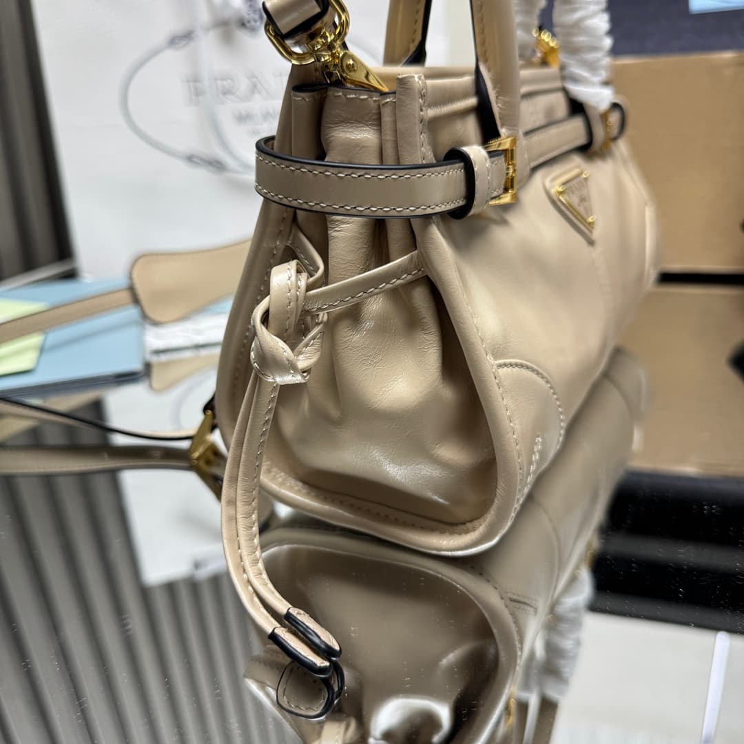 Prada Bonnie leather mini handbag Calfskin leather 1BA486 Travertine High