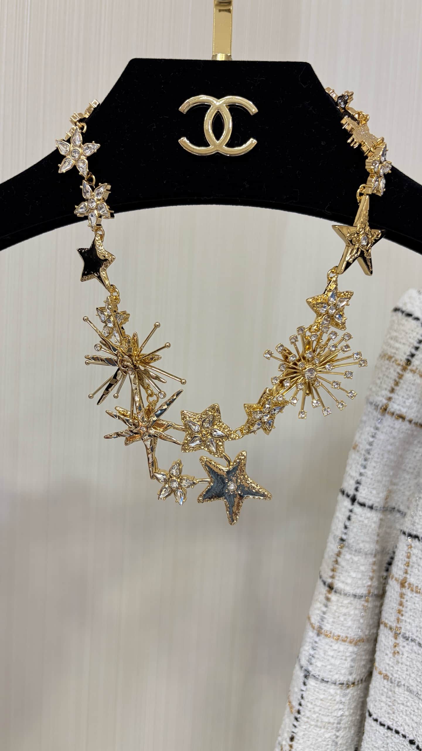 Chanel Necklace Metal & Strass Golden & Crystal High
