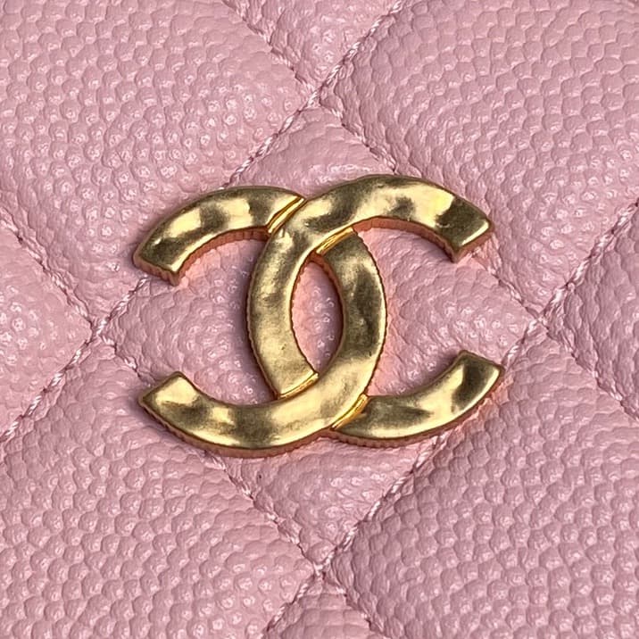 Chanel mini round hobo pouch bag AP4584 Grained Calfskin & gold-tone metal pink high