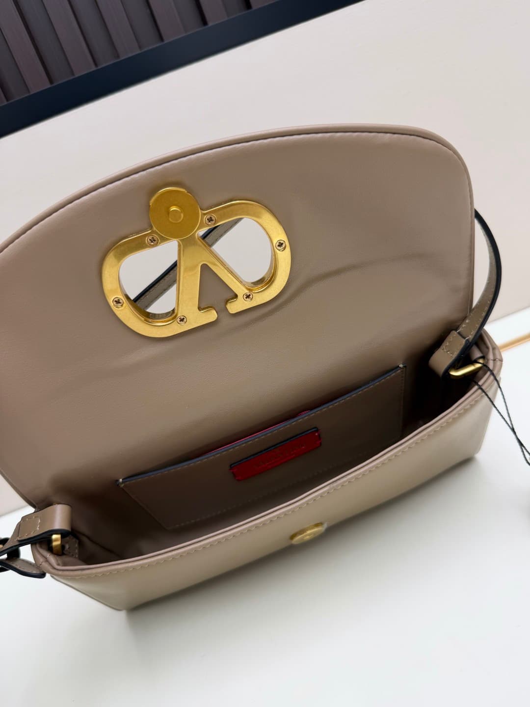 Valentino Garavani Devain Small Nappa Shoulder Bag Beige High