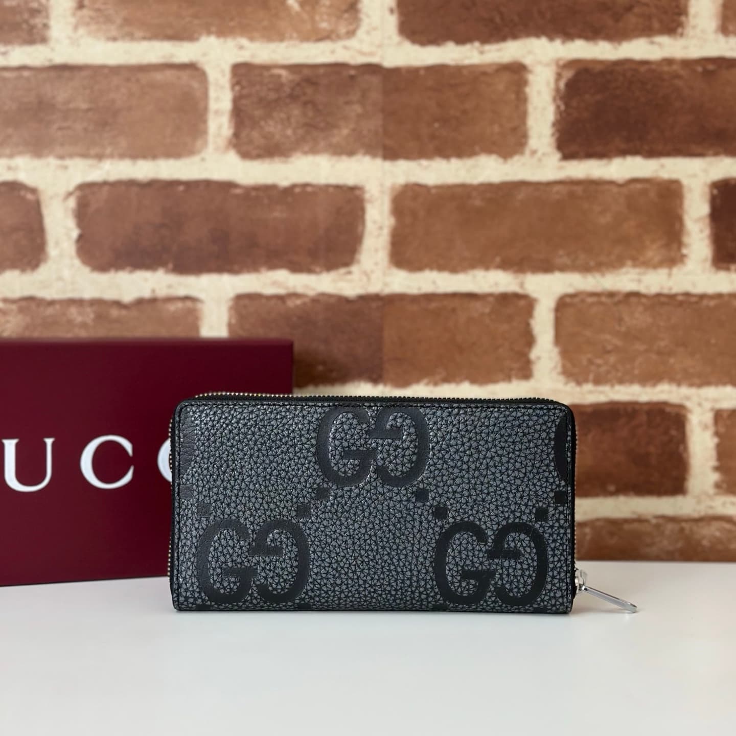 Gucci GG Jumbo zip around wallet Black 739484 High