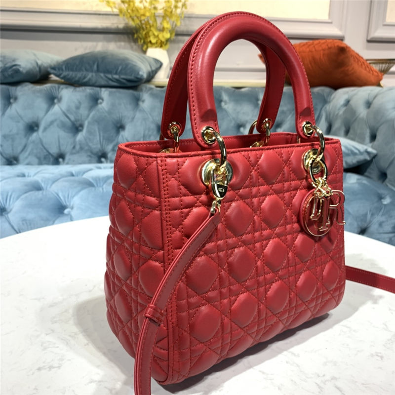 MEDIUM LADY Dior BAG Cannage Lambskin Enamel High