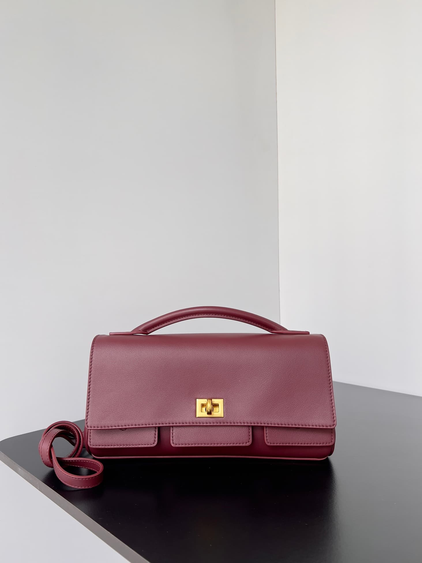 Balenciaga Bel Air Small Clutch On Strap smooth leather High