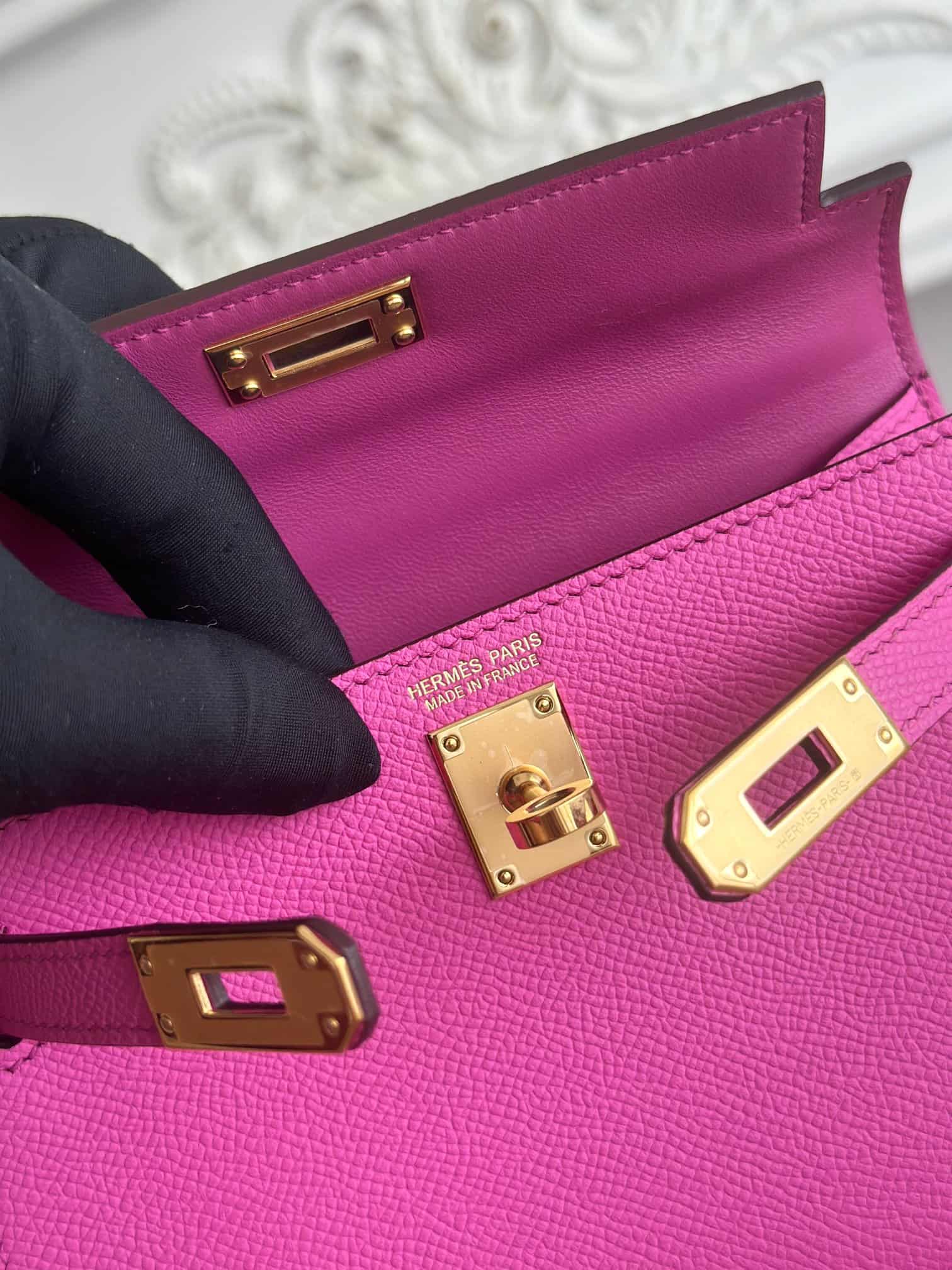Hermes Kelly Mini II Bag Epsom Leather WAX Magnolia High