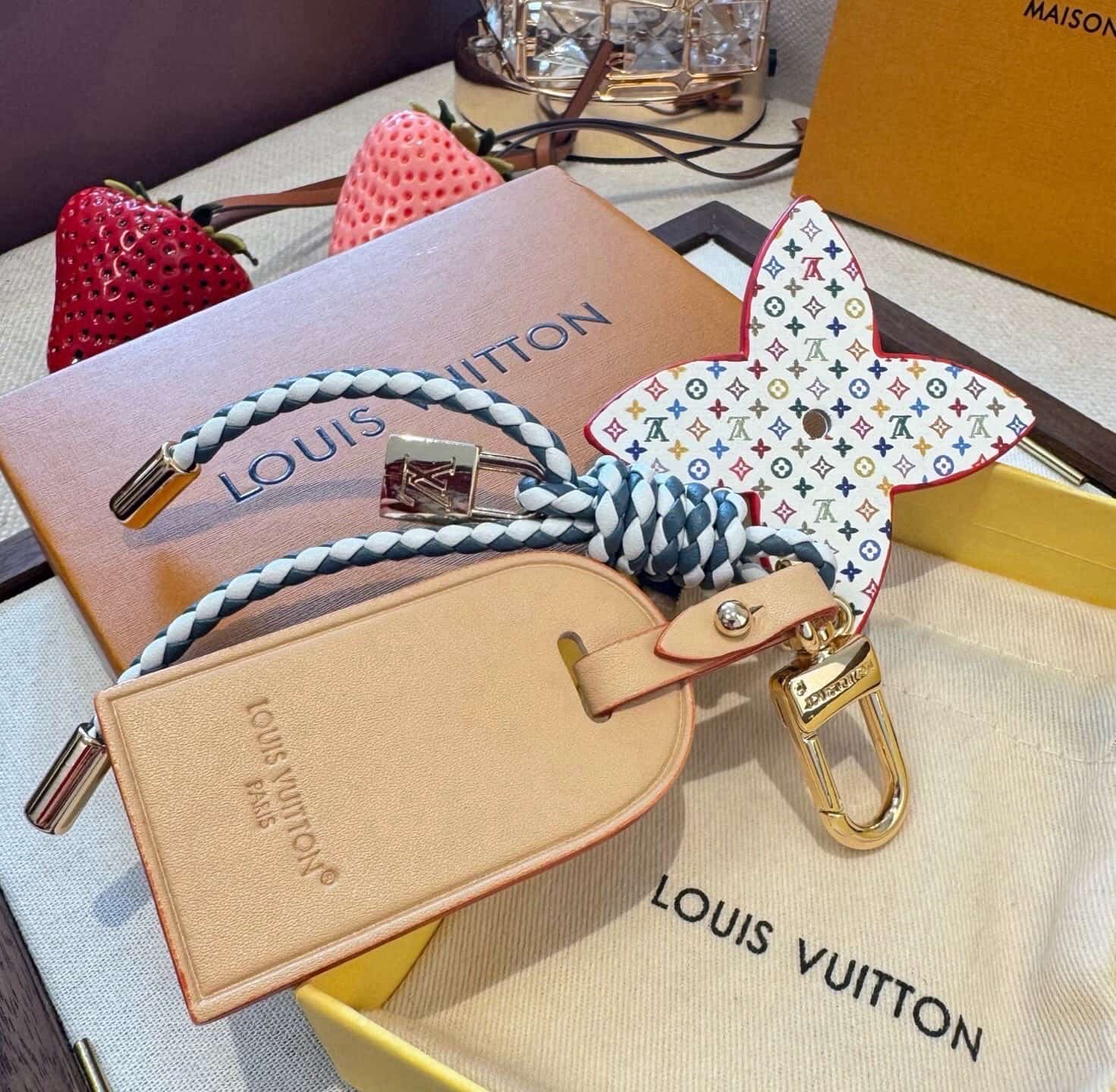 Louis Vuitton Calfskin Monogram Lock and Bloom Stacking Bag Charms