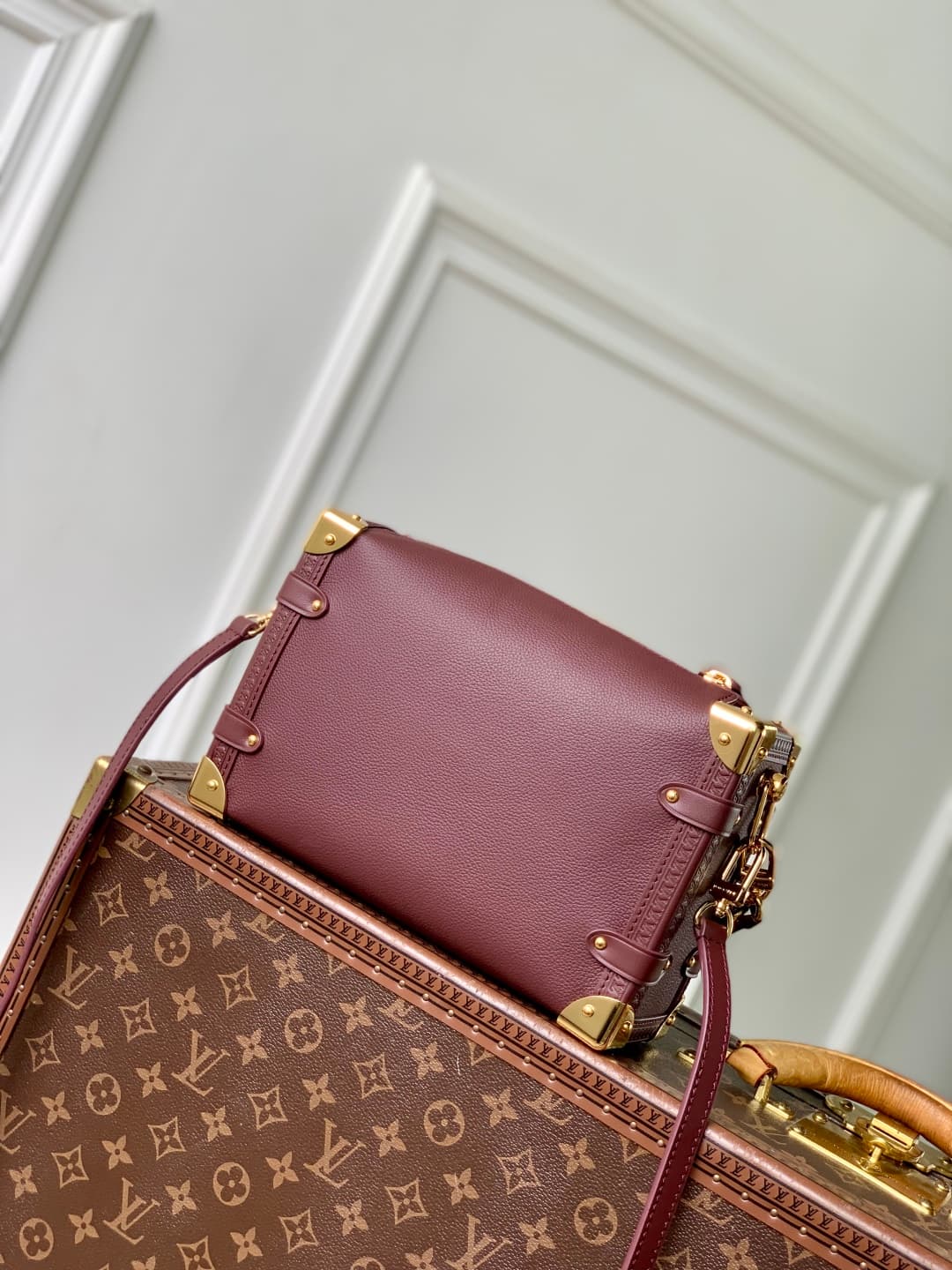 Louis Vuitton Side Trunk MM Calf leather M25669 Wine Red High