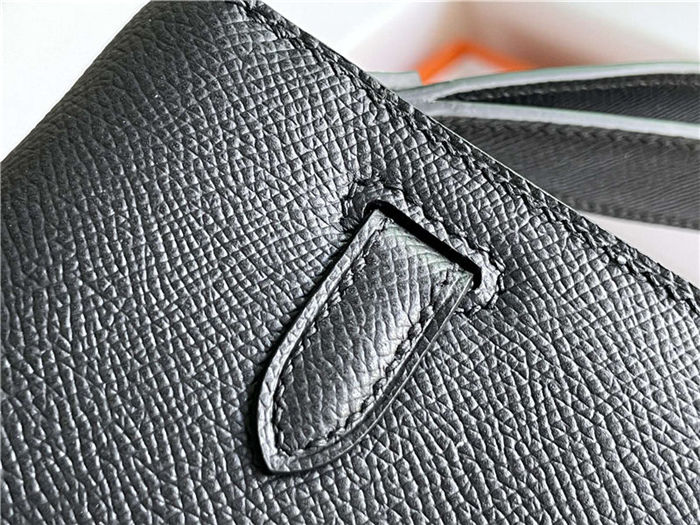 Hermes Kelly Depeches 25 Pouch Epsom Leather Black WAX High