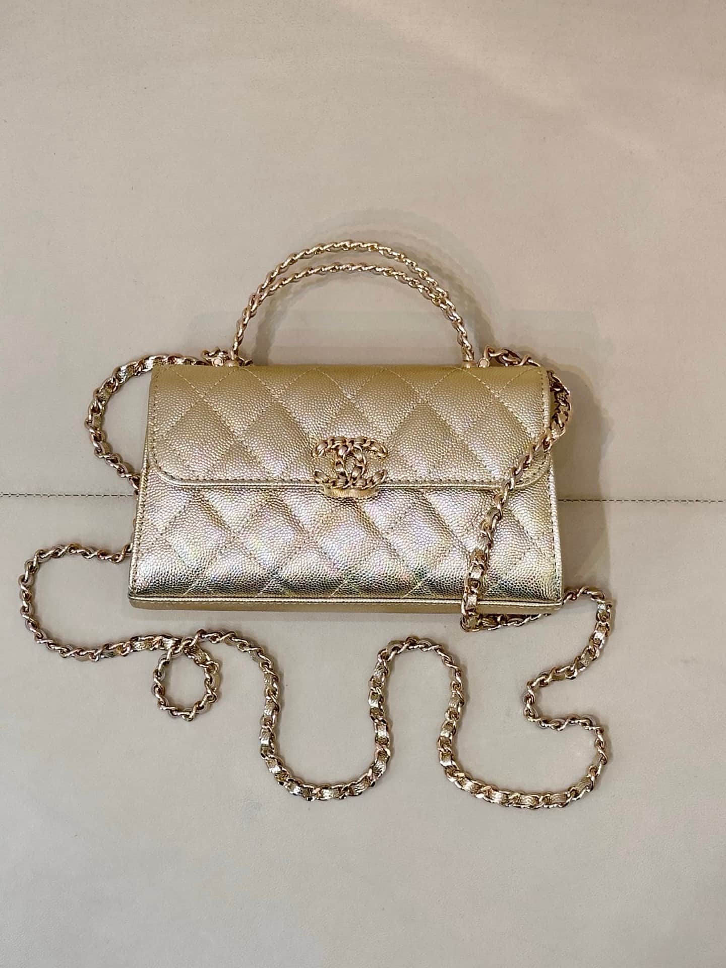 Chanel Clutch with chain Grained Calfskin&Gold-Tone Metal Gold AP3238 TOP