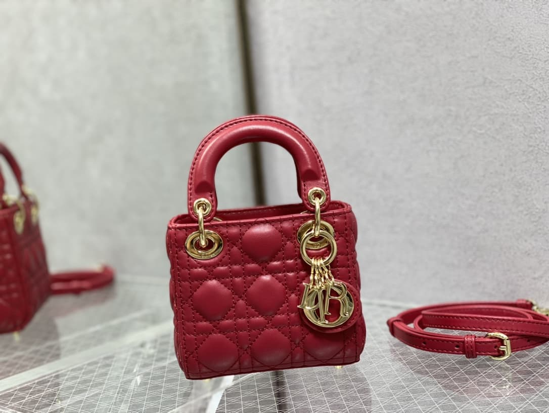 MICRO LADY Dior BAG Cannage Lambskin Red High